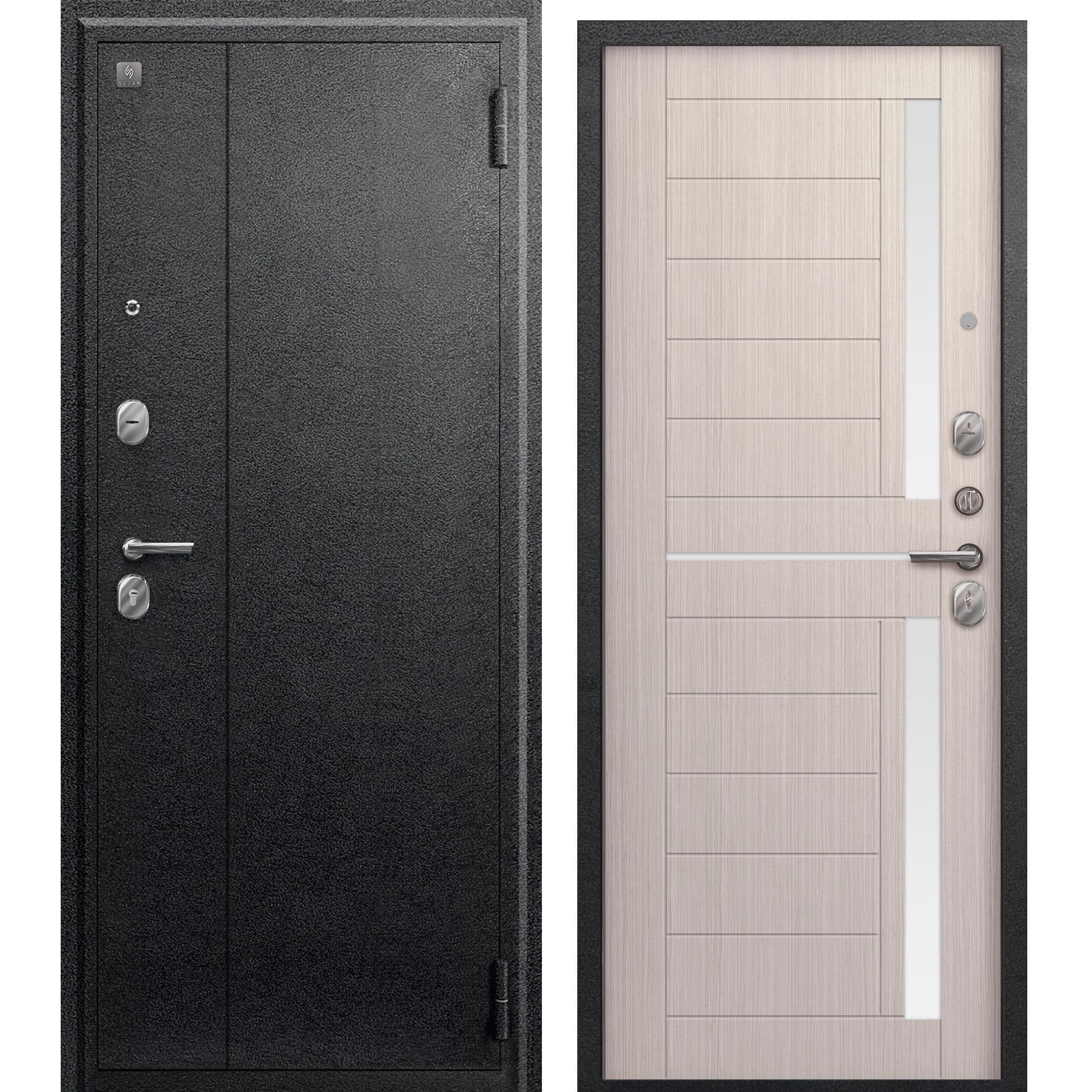 Входная дверь A-01 чёрный сатин / капучино 3D