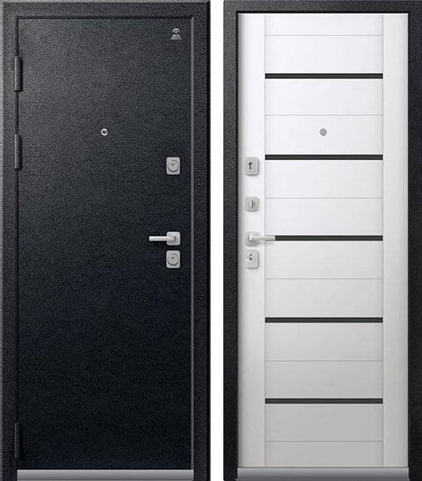 Входная дверь C-107 черный муар / сноу