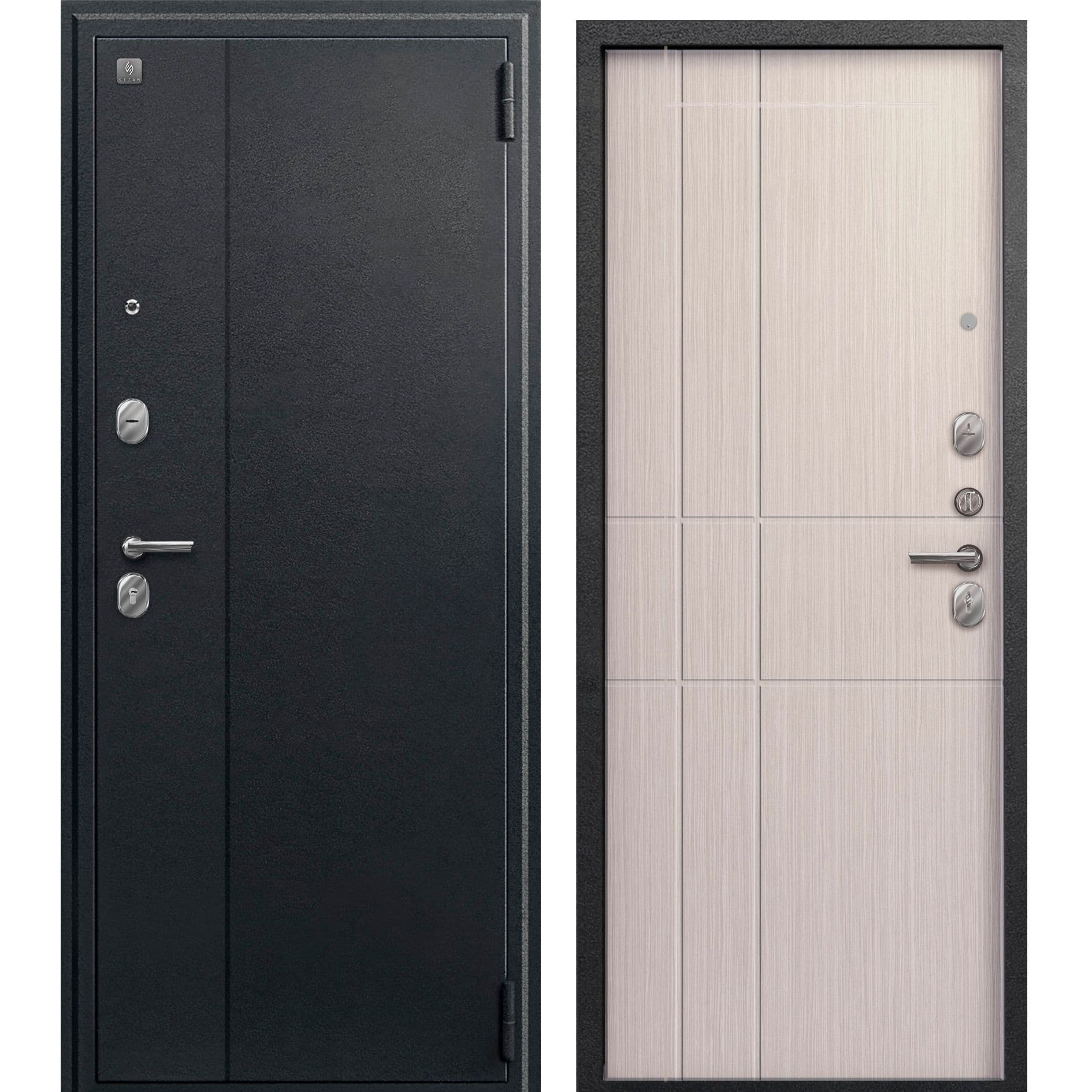 Входная дверь A-02 чёрный сатин / капучино 3D