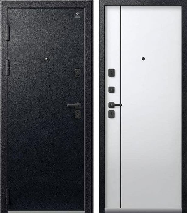 Входная дверь C-106 черный муар / кашемир белый