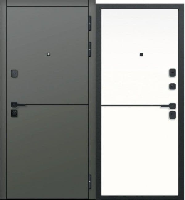 Входная дверь Молдинг коричневый сатин / белый