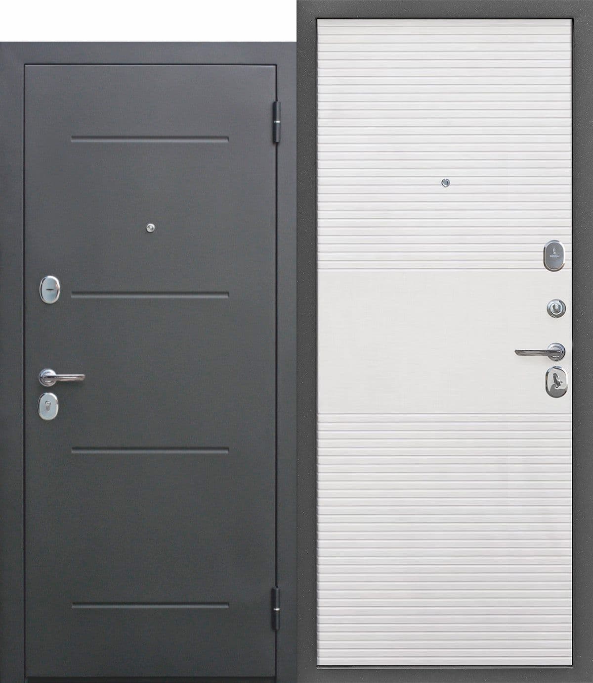 Входная дверь Гарда Муар антик черное серебро / белый ясень