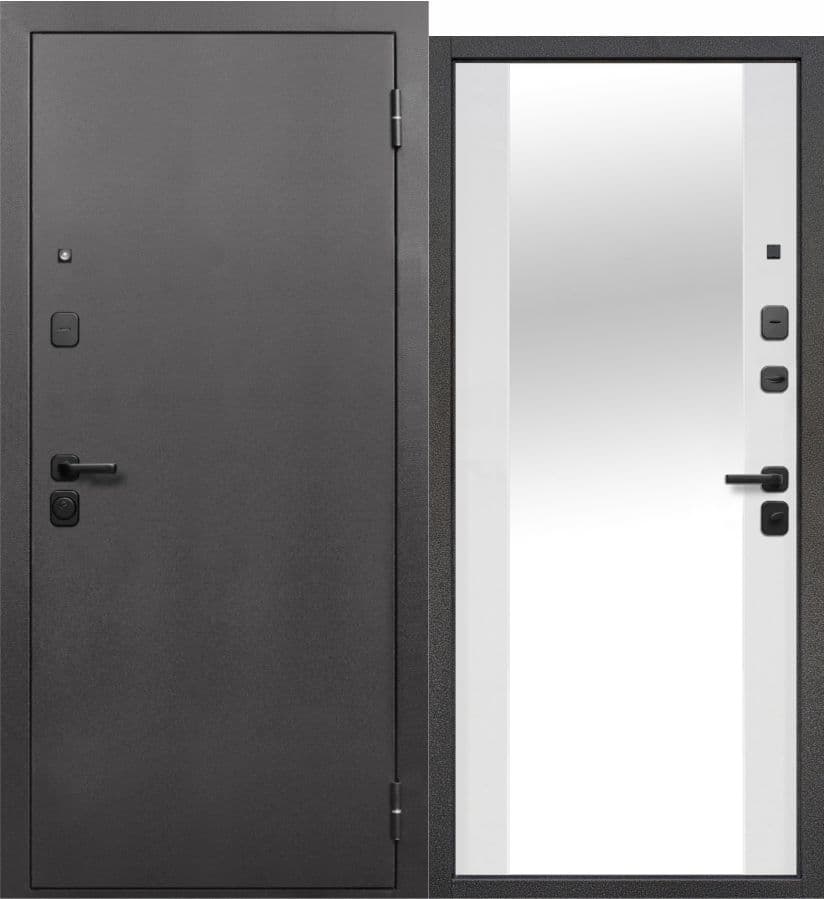 Входная дверь Гарда Серебро Зеркало 70 мм антик черное серебро / белый