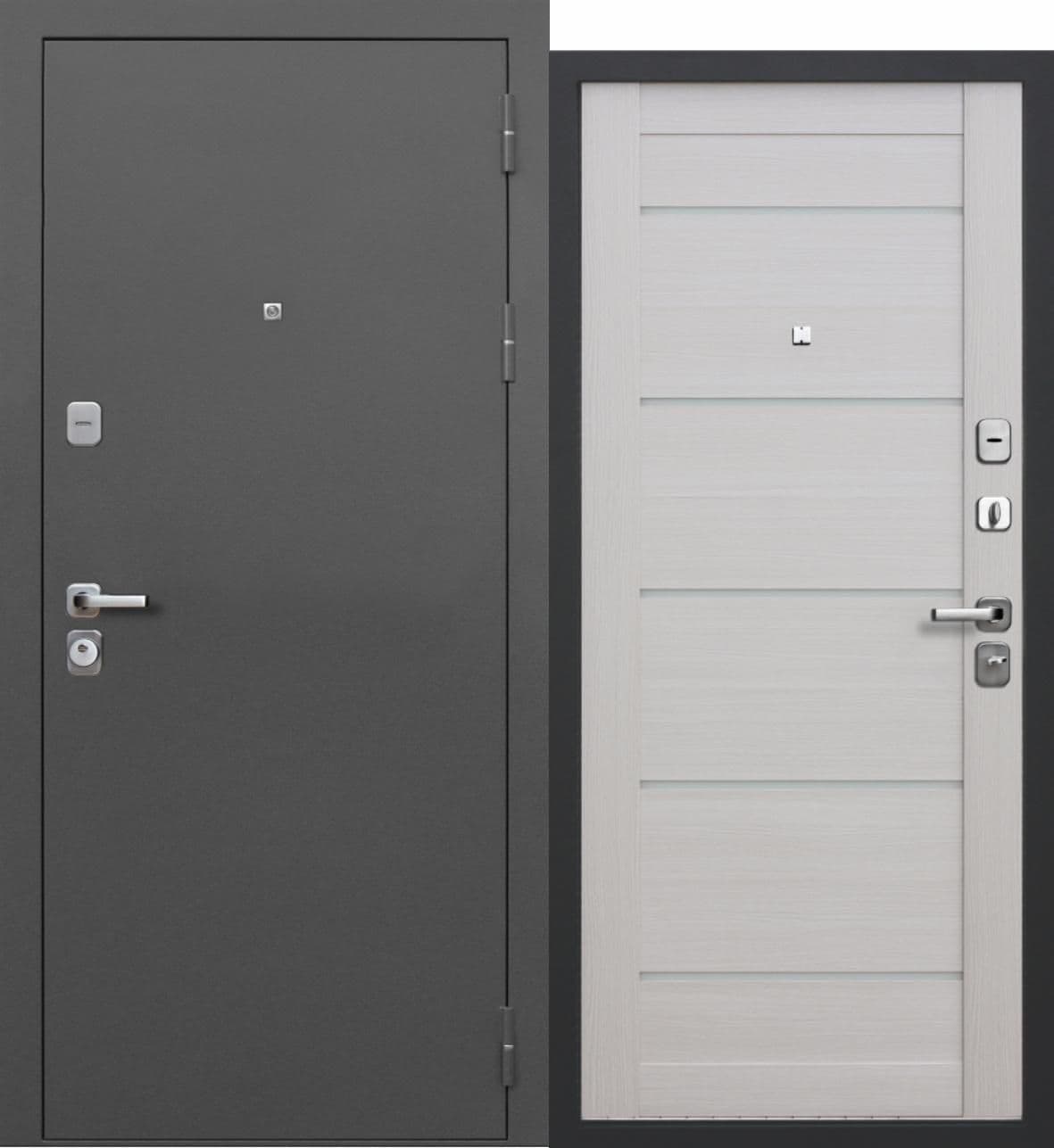 Входная дверь Серебро 90 мм антик черное серебро / лиственница кремовая