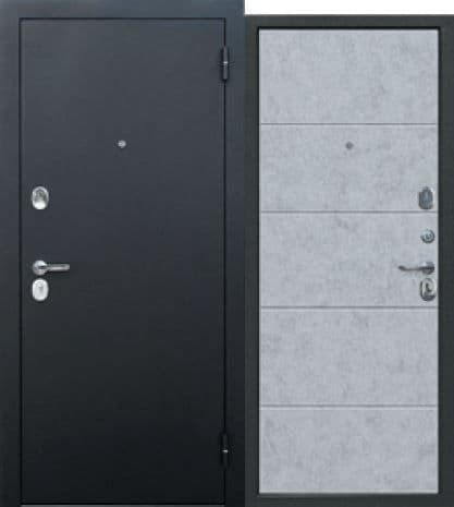 Входная дверь Гарда Букле черный муар / бетон светлый