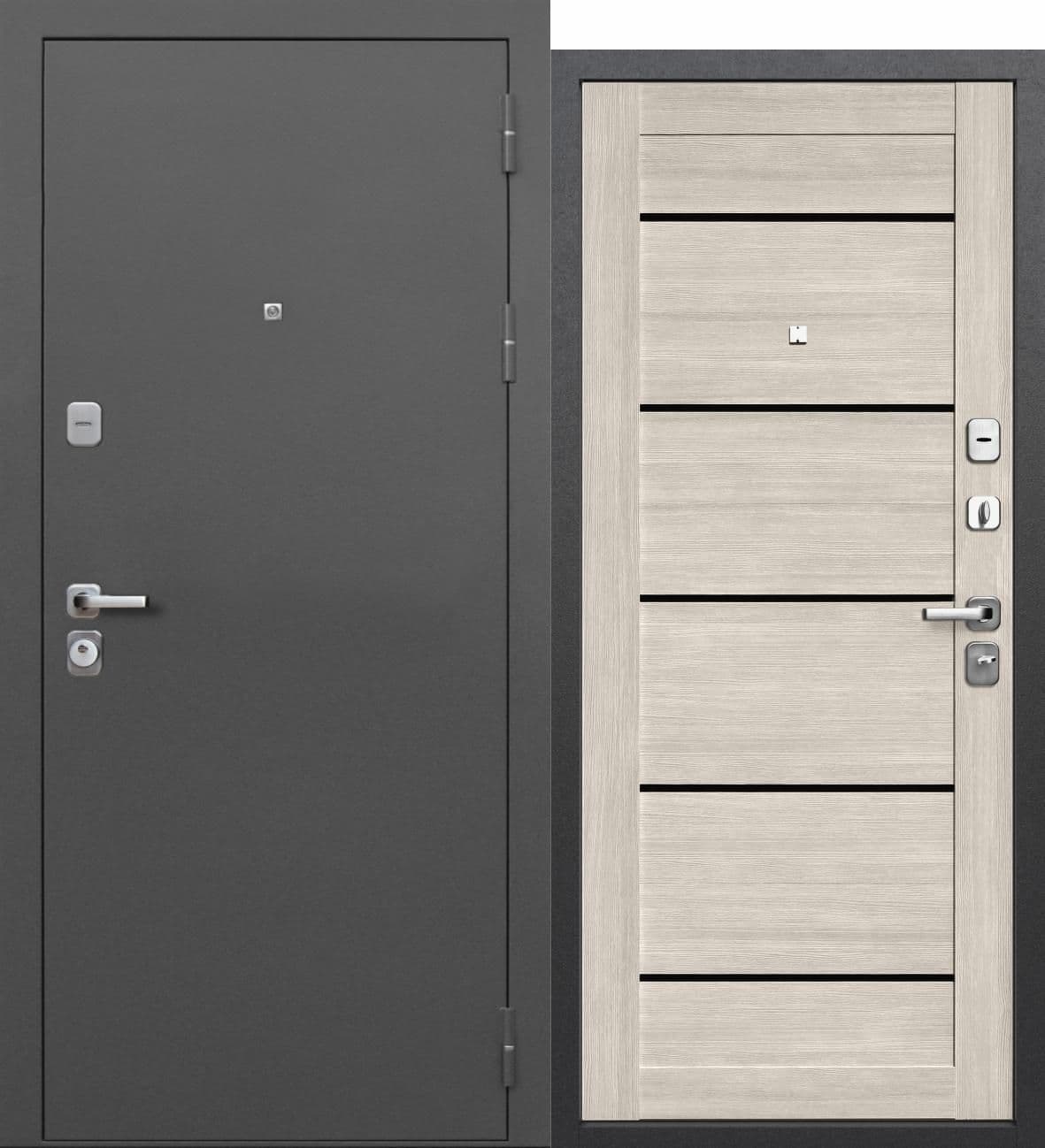 Входная дверь Серебро 90 мм антик черное серебро / дуб дымчатый