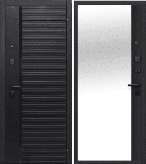 Входная дверь Черное Зеркало чёрный сатин / чёрный сатин