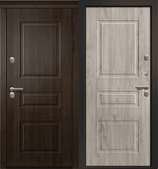 Входная дверь БРАВО орех / дуб полярный