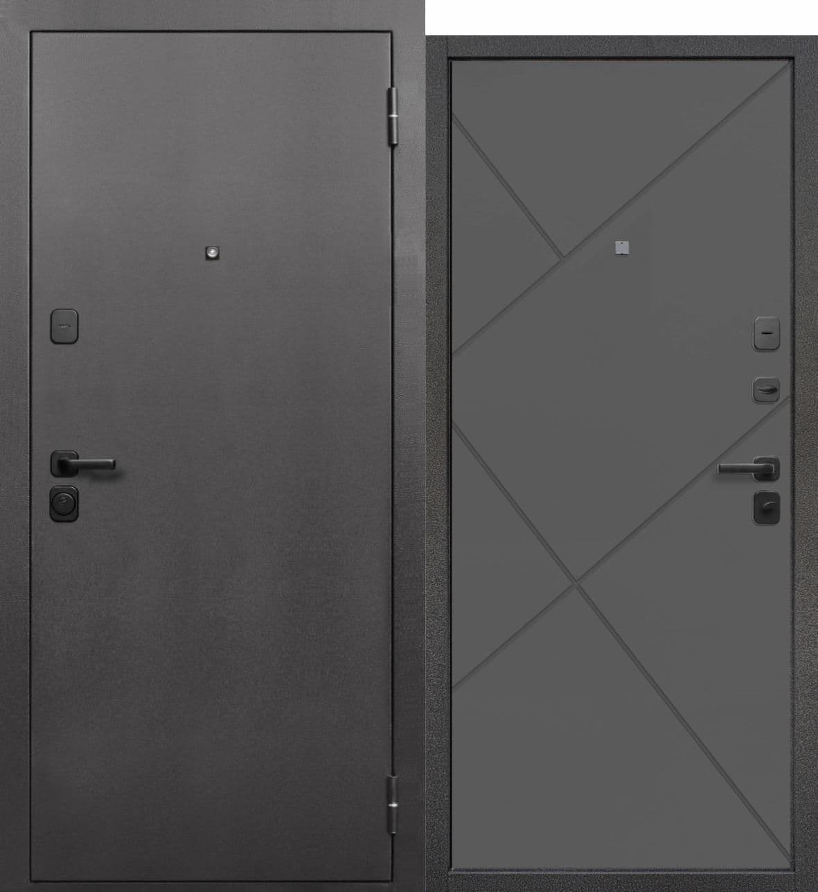 Входная дверь Гарда Серебро геометрия антик черное серебро / графит