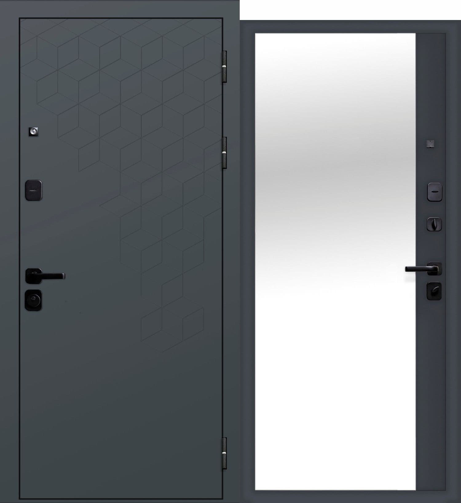 Входная дверь Концепт Зеркало графит сатин / графит сатин