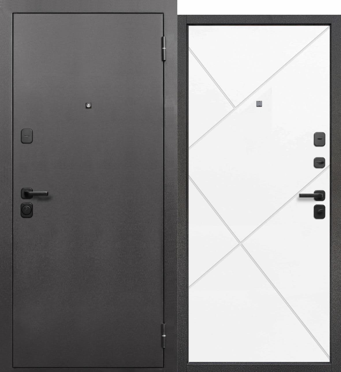 Входная дверь Гарда Серебро геометрия антик черное серебро / белый