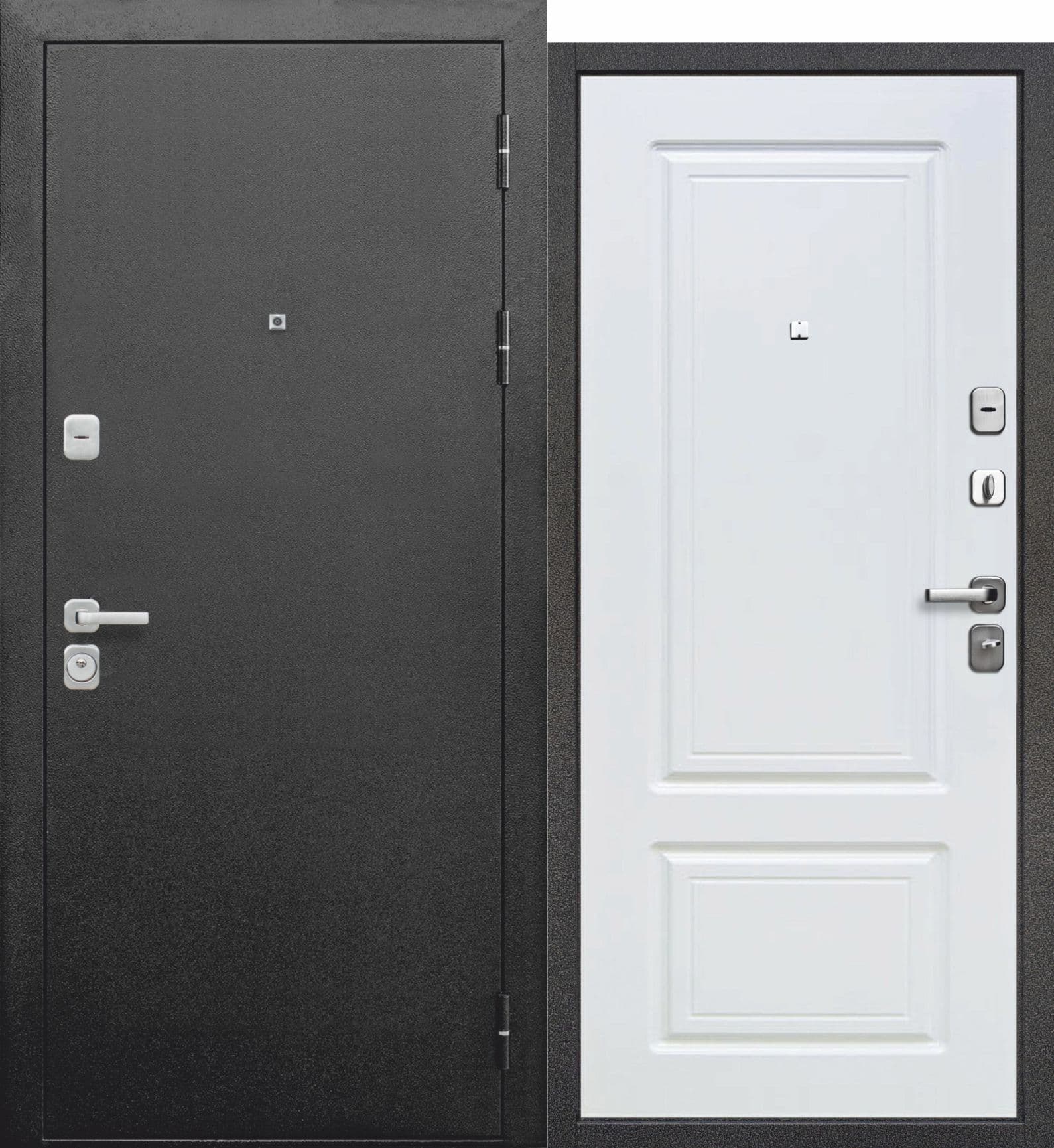 Входная дверь Толстяк Букле черный муар / белый ясень