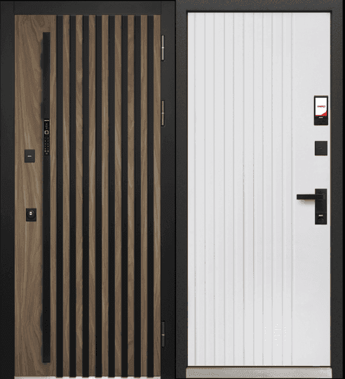 Входная дверь Luxor 2МДФ Smart Рейка орех / белый