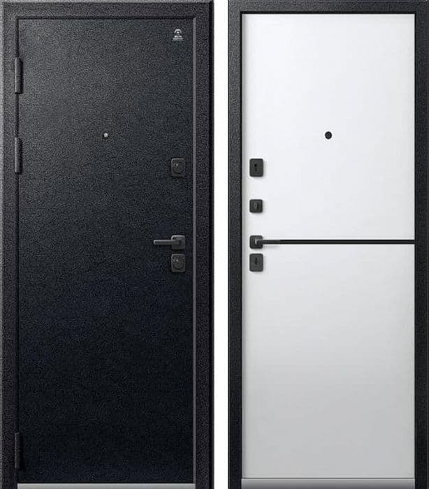 Входная дверь C-105 черный муар / кашемир белый