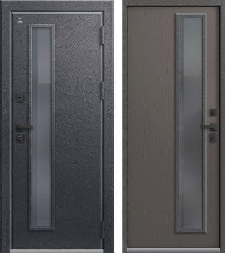 Входная дверь Т-10 антрацит муар / ясень пепельный