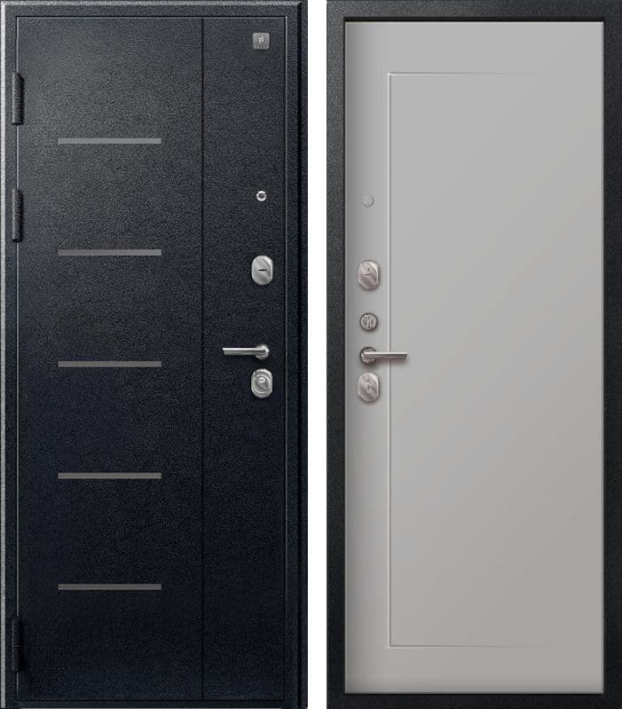 Входная дверь V-03 черный муар / кашемир сильвер
