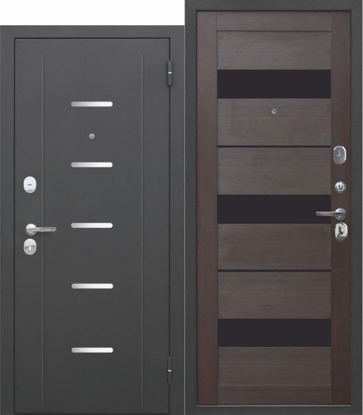 Входная дверь Гарда Муар Царга черный муар / дуб мокко